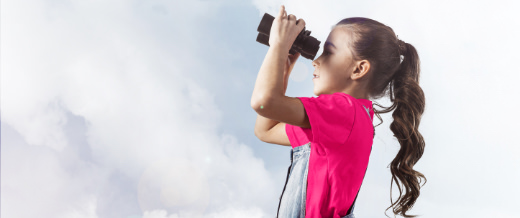 Photo of girl with binoculars
