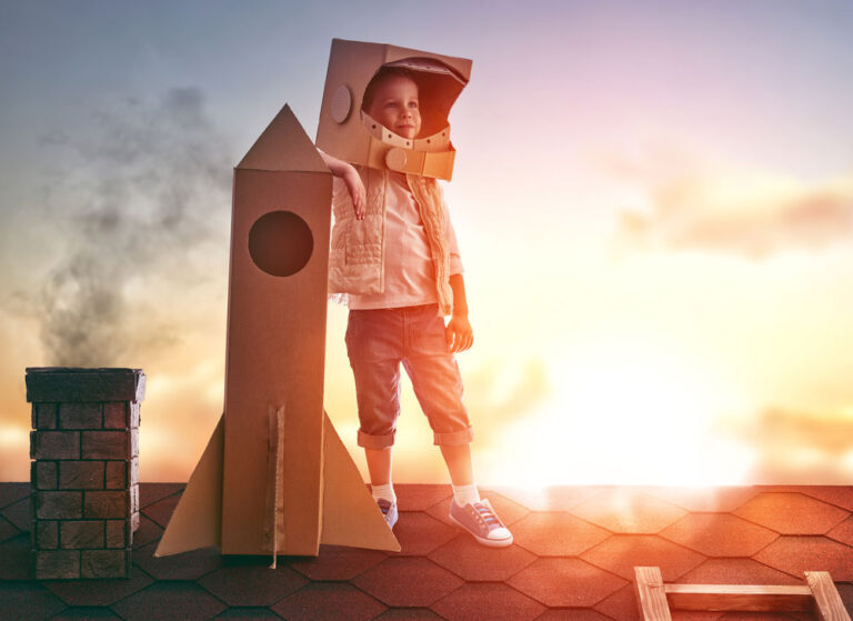 future astronaut picture of kid on a roof